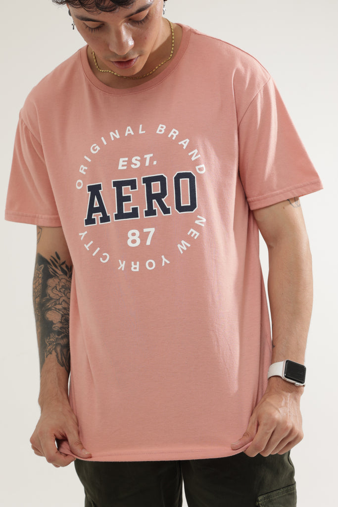 Camiseta Para Hombre Big Letters Blue Aero Level 1 Graphic Tees Rose Dawn