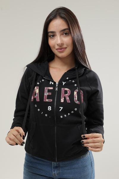 Buzo Con Cierre Para Mujer 87 Aero Girls Fleece Zip Front Dark Black