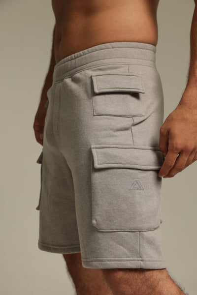 Bermuda Para Hombre Aero Guys Fleece Shorts Minimal Gray Cargo Pockets