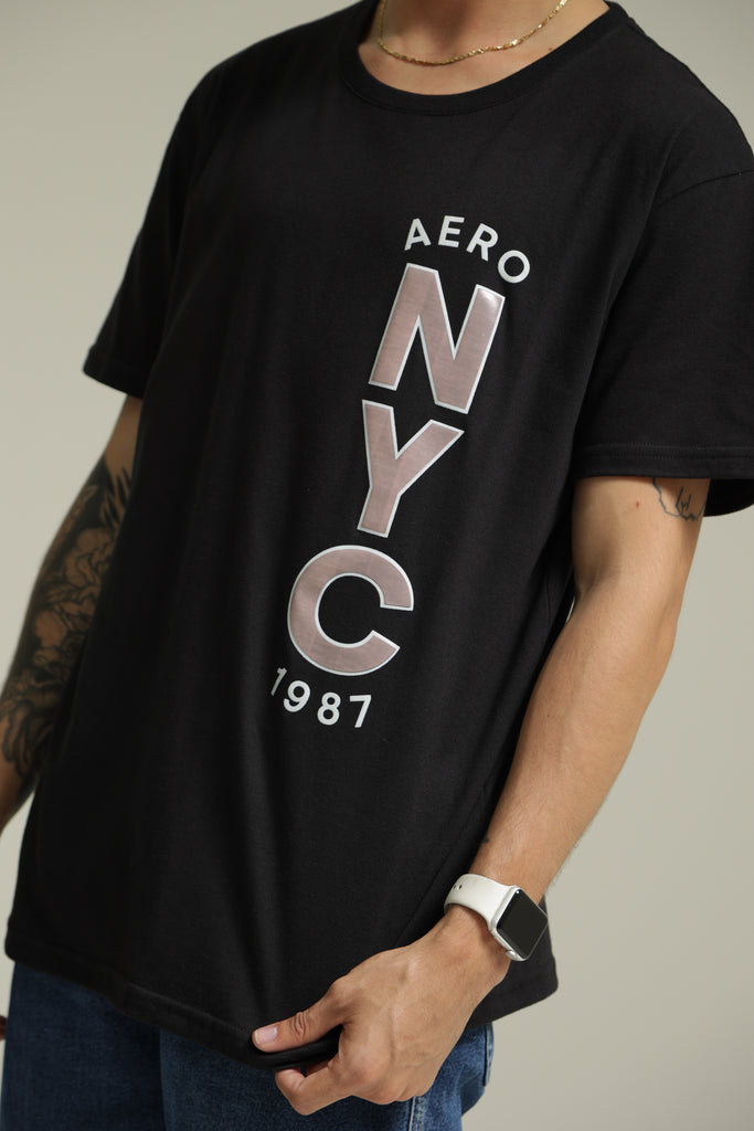 Camiseta Para Hombre Aero Level 2 Graphic Tees Dark Black Pink Plain Print