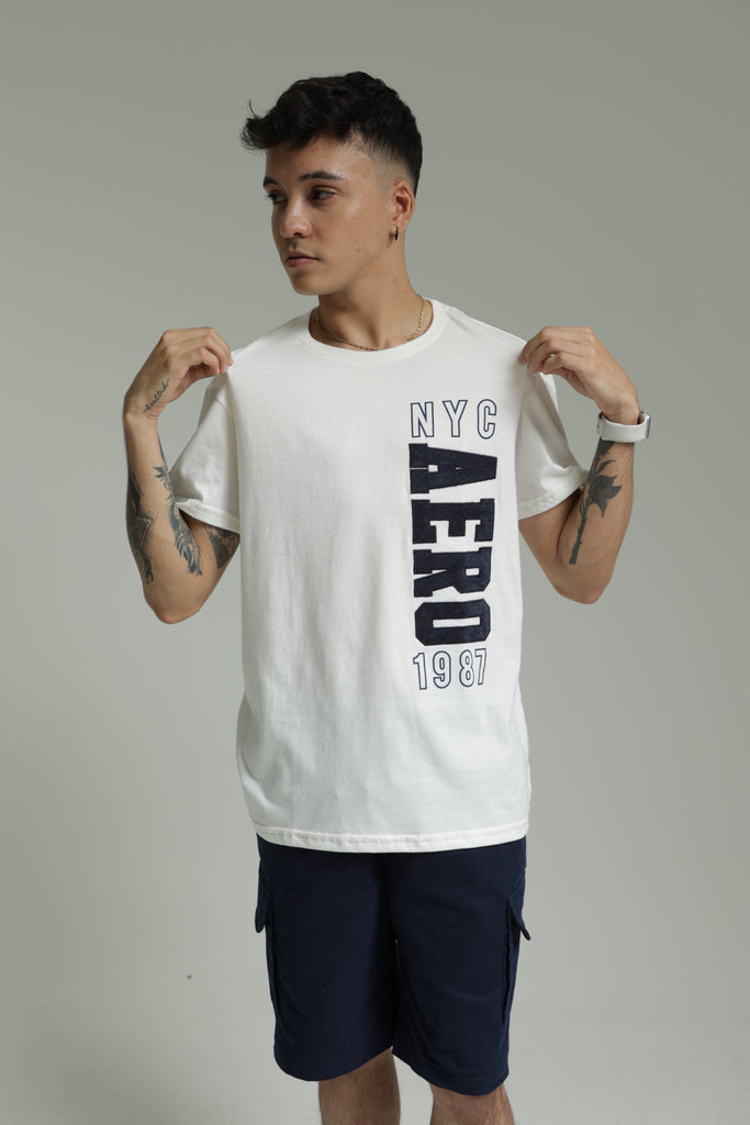 Camiseta Para Hombre Nyc 1987 On The Side Aero Level 2 Graphic Tees Egret
