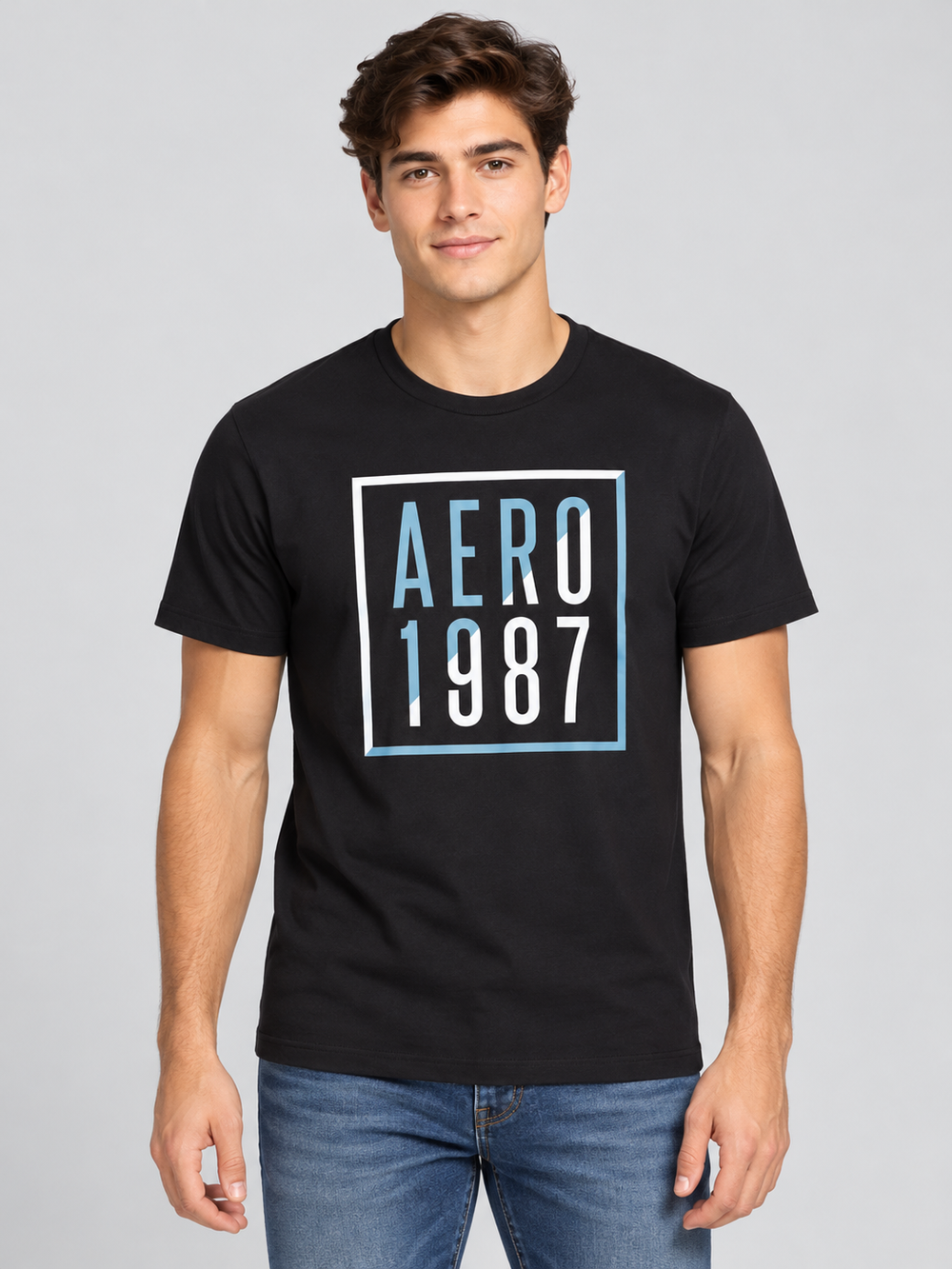 Camiseta Para Hombre Aero Level 1 Graphic Tees Dark Black 2169