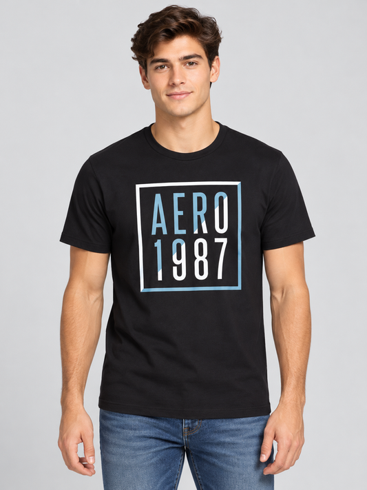 Camiseta Para Hombre Aero Level 1 Graphic Tees Dark Black 2169