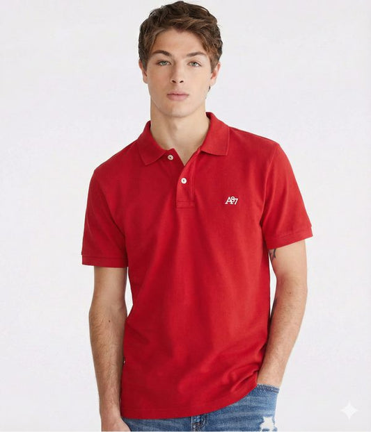 AERO GUYS SS SOLID POLO TRUE RED