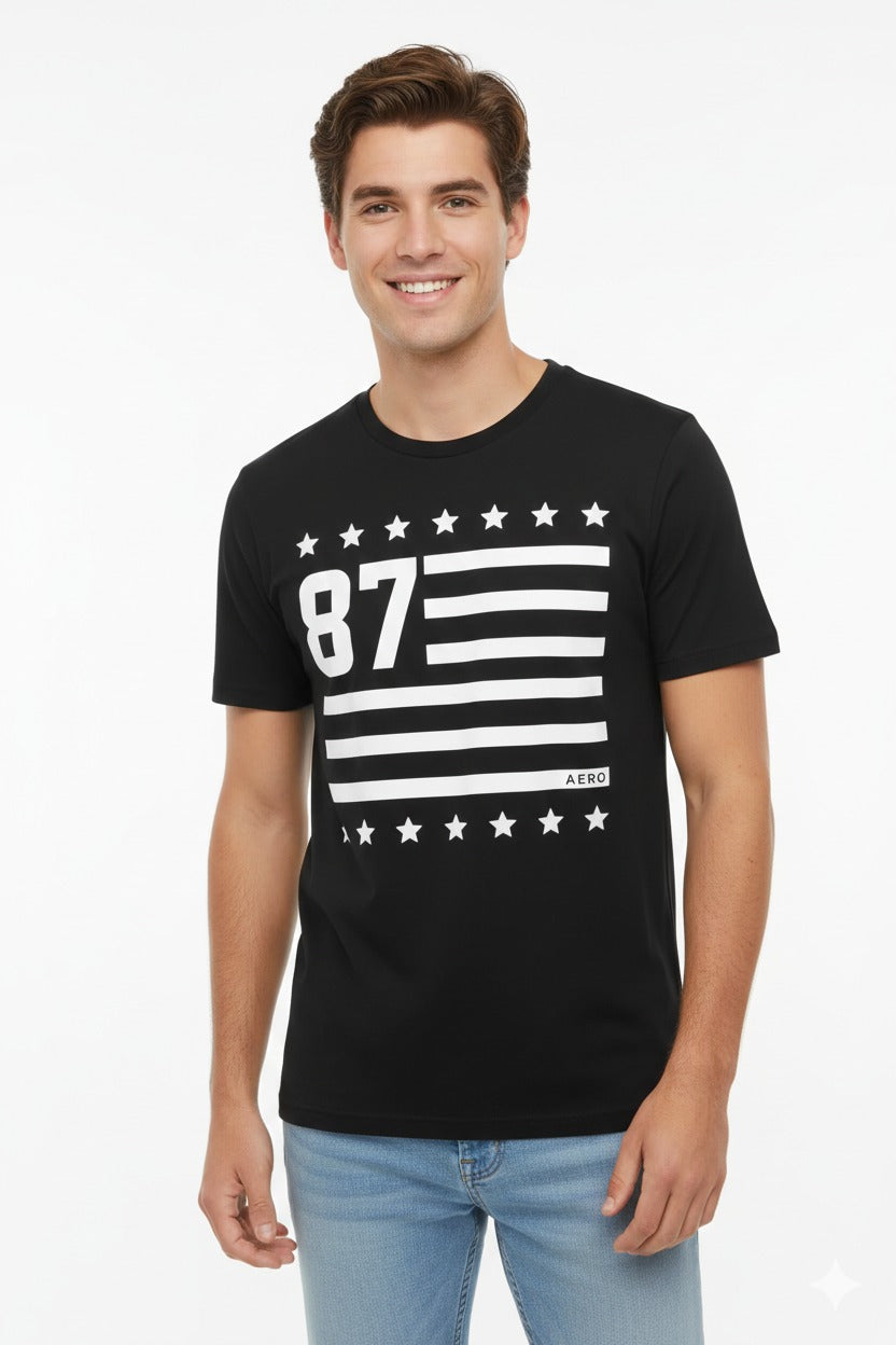 Camiseta Para Hombre Aero  Level 1 Graphic Tees Dark Black 7473