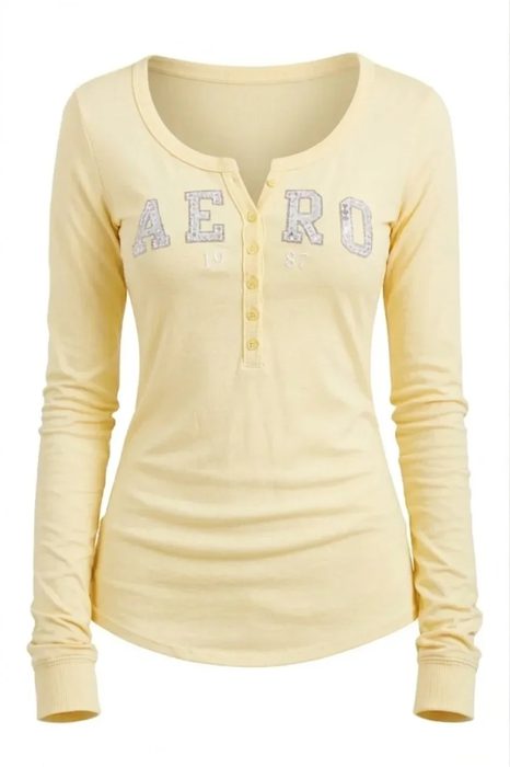 AERO GIRLS LS HENLEY SUNLIGHT