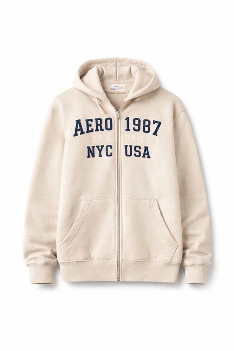AERO GUYS FULL ZIP HOODIES EGRET