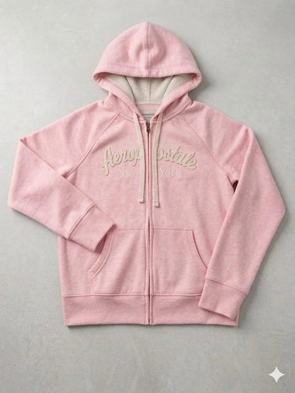 AERO GIRLS FLEECE ZIP FRONT SILVER PINK