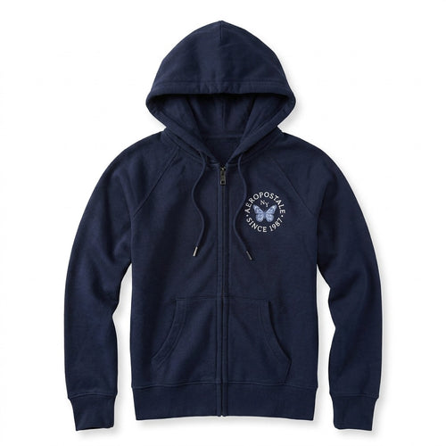AERO GIRLS FLEECE ZIP FRONT CADET NAVY