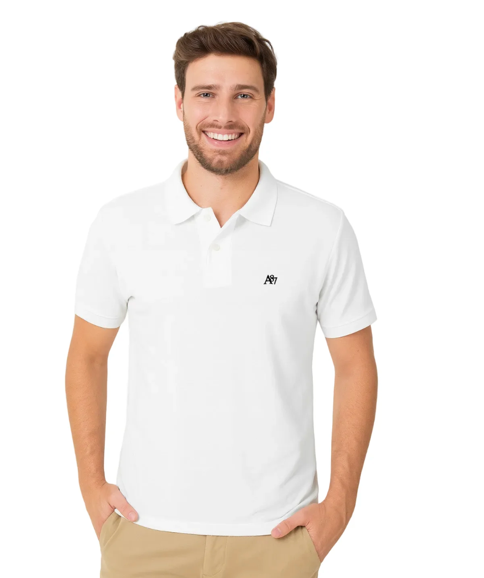 AERO GUYS SS SOLID POLO BLEACH