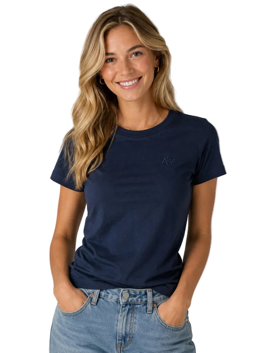 Camiseta Basica Azul Para Mujer Aeropostale Girls Solid Ss Cadet Navy  4204