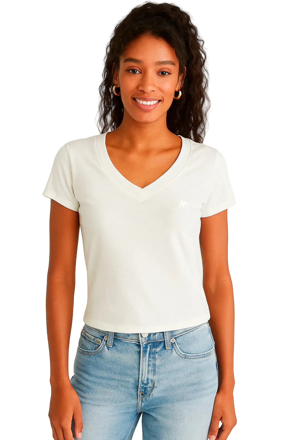 Camiseta Básica de Mujer cuello V Aero Girls Solid Ss Birch 6505