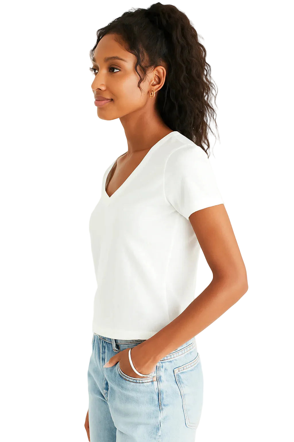 Camiseta Básica de Mujer cuello V Aero Girls Solid Ss Birch 6505