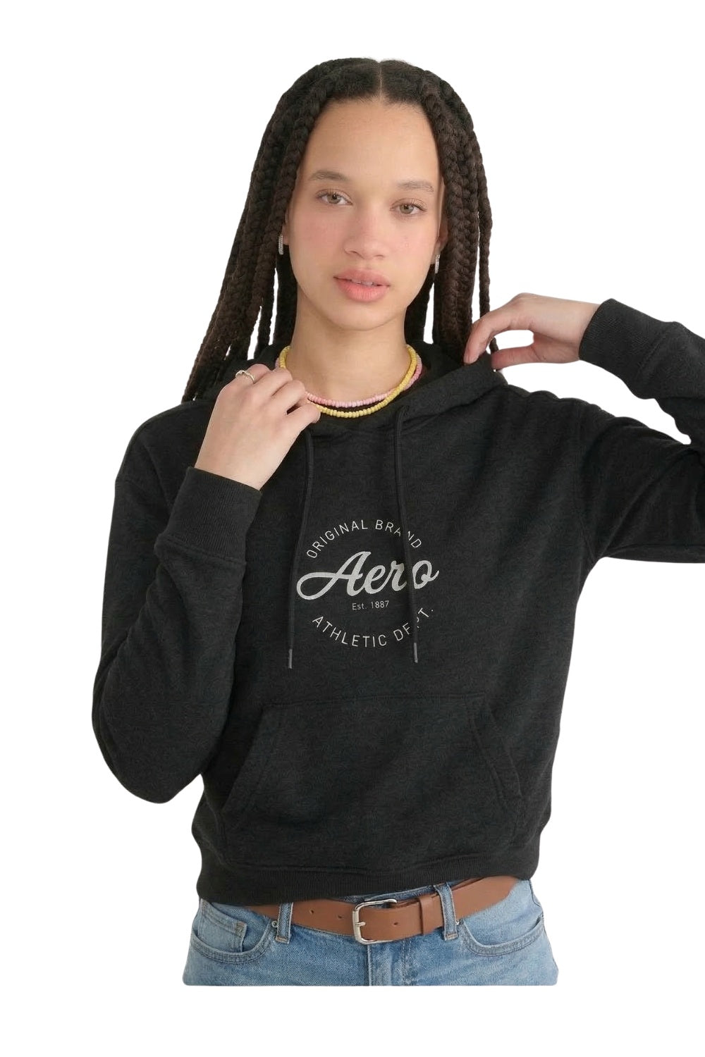 Buzo Para Mujer Aero Fleec Pop Over Dark Black 3842