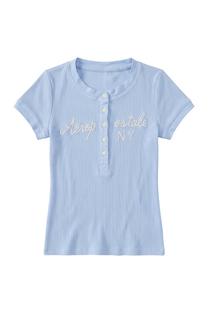 Camiseta Para Mujer Aero Girls SS Henley Kentucky Blue SLIM 4775