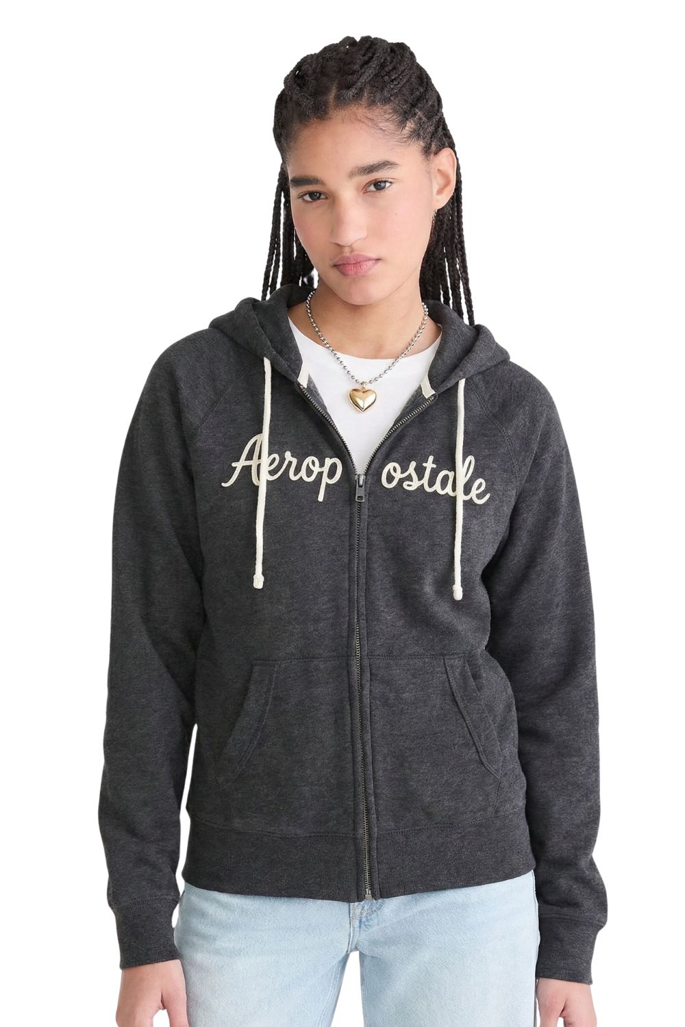 Buzo Para Mujer Aero Fleece Zip Charcoal Grey 3780