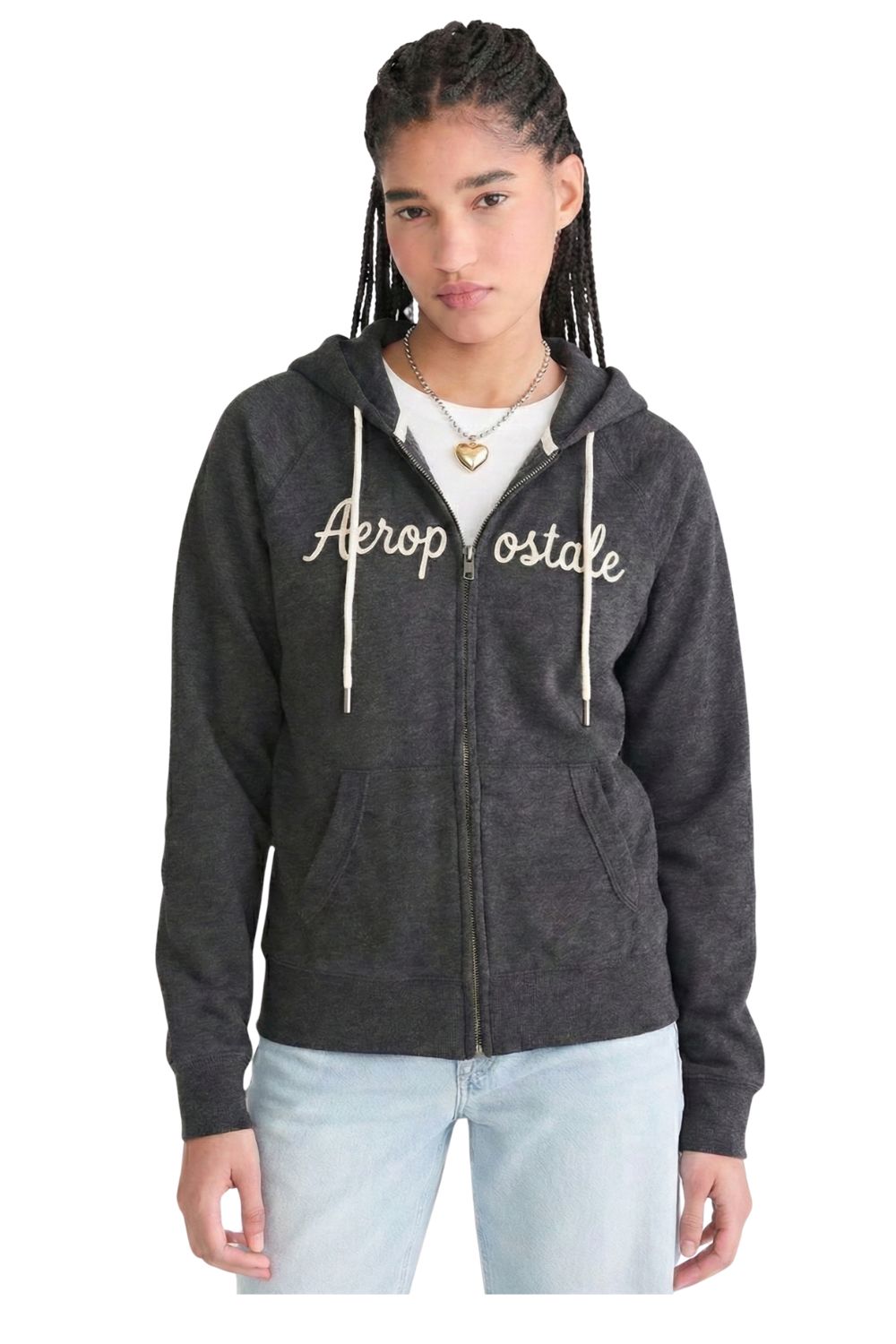 Buzo Para Mujer Aero Fleece Zip Charcoal Grey 3839