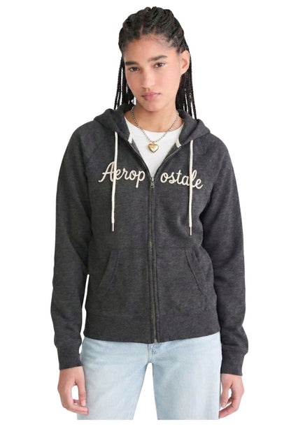 Buzo Para Mujer Aero Fleece Zip Charcoal Grey 3839