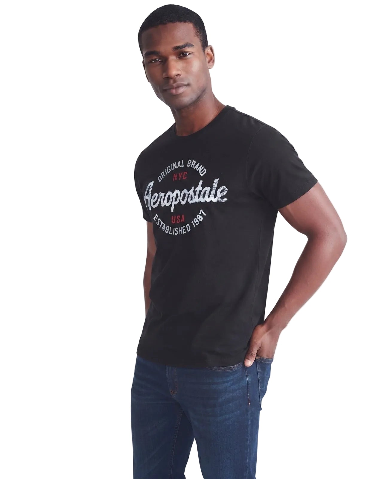 Camiseta Para Hombre Aero Level 1 Graphic Tees Dark Black 7114