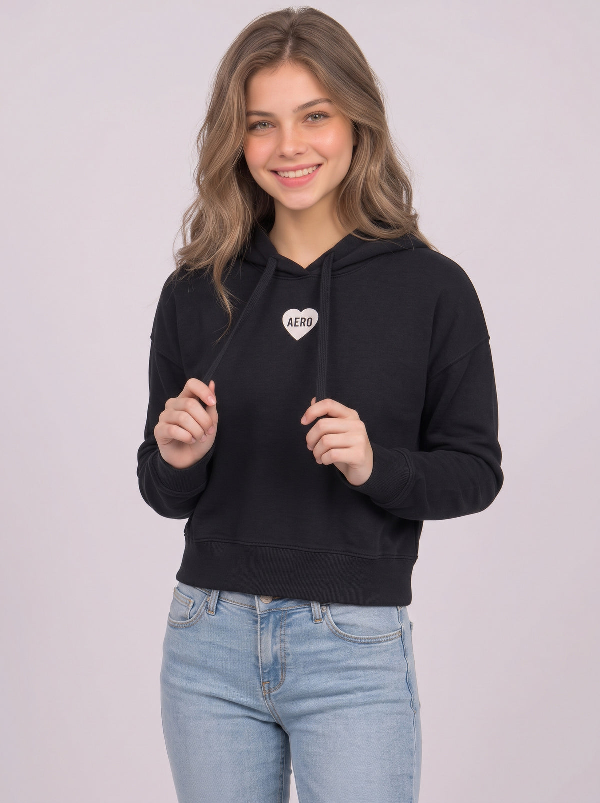 AERO GIRLS FLEEC POP OVER DARK BLACK