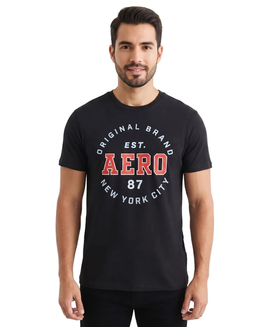 Camiseta Para Hombre Aero Level 1 Graphic Tees Dark Black 3815
