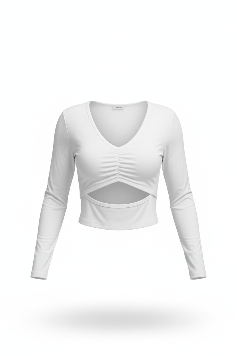 Top Para Mujer Long Sleeve White Basic Aero Girls La Fashion Top Bleach