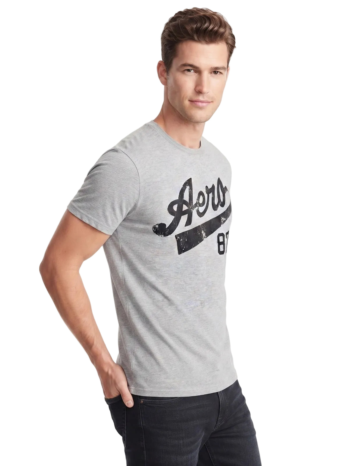 Camiseta Para Hombre Aero Level 1 Graphic Tees Lightest Heather Grey 4615