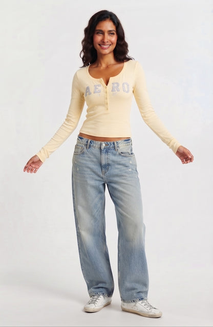 AERO GIRLS LS HENLEY SUNLIGHT