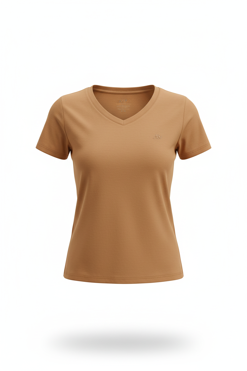 Camiseta Café Claro Para Mujer Aeropostale Girls Solid Ss Mocha Mousse 4208