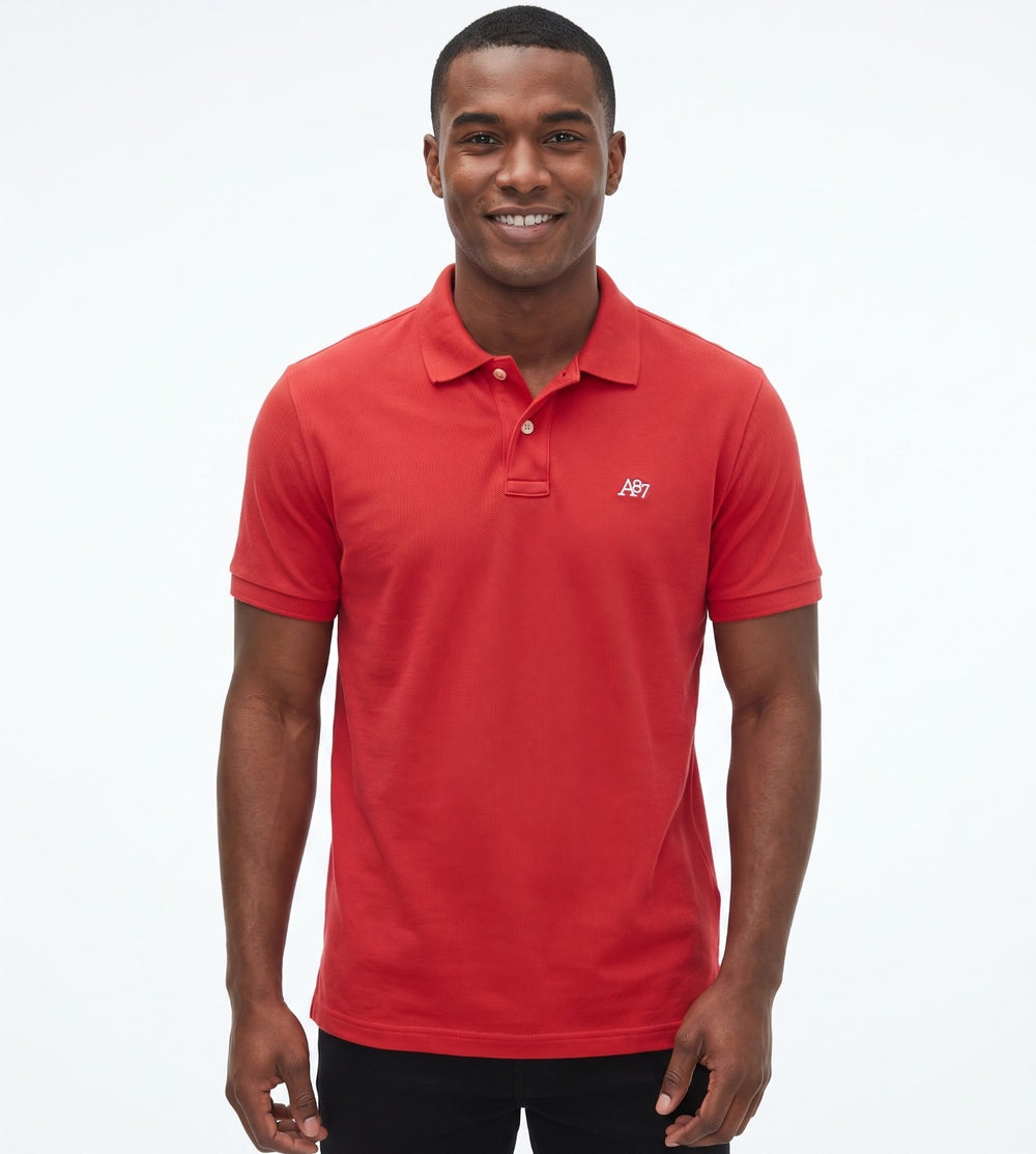 AERO GUYS SS SOLID POLO CERISE RED
