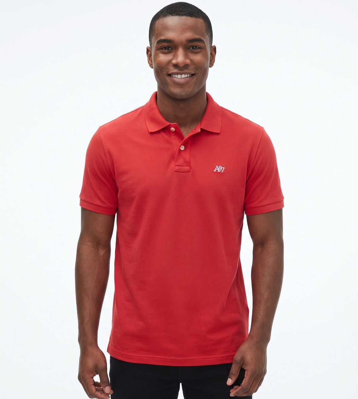 AERO GUYS SS SOLID POLO CERISE RED