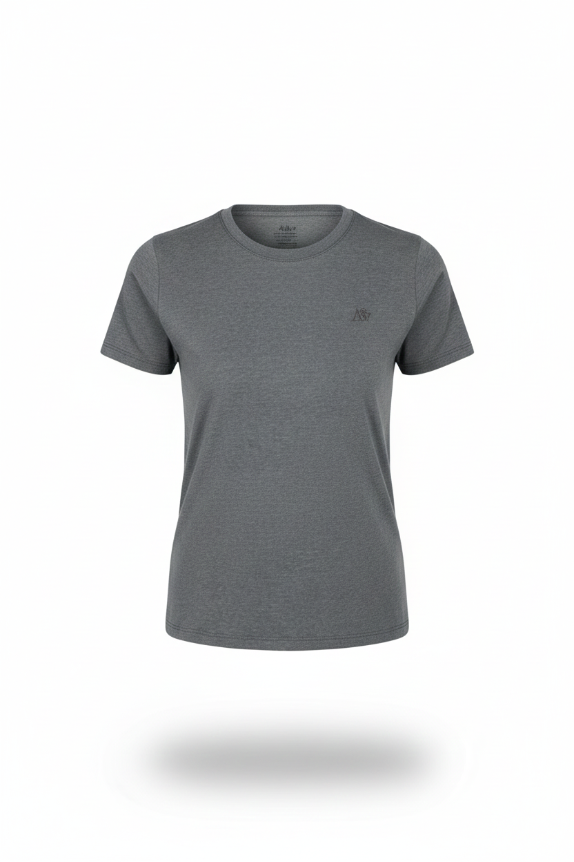 Camiseta Basica Para Mujer Round Neck Aero Girls Solid Ss Charcoal Gray