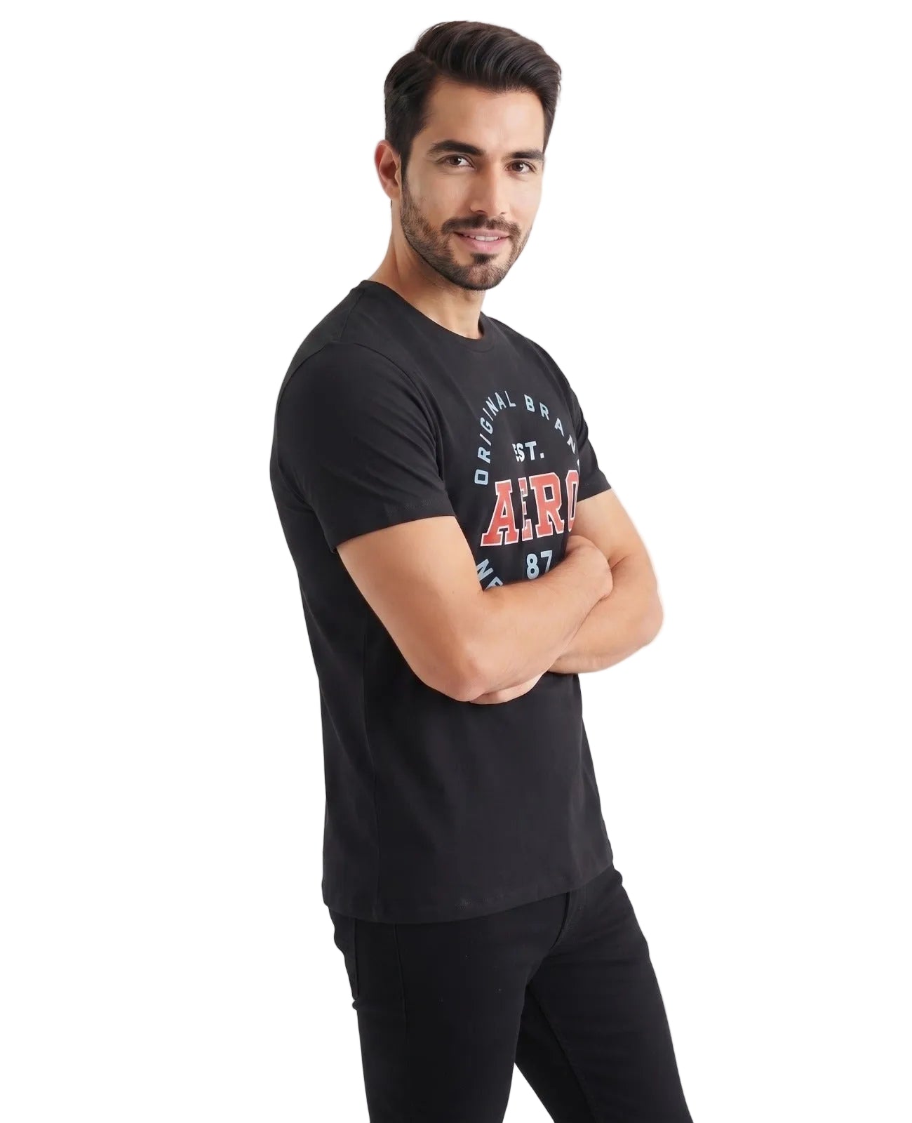 Camiseta Para Hombre Aero Level 1 Graphic Tees Dark Black 3815