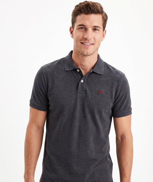 AERO GUYS SS SOLID POLO MEDIUM HEATHER GREY