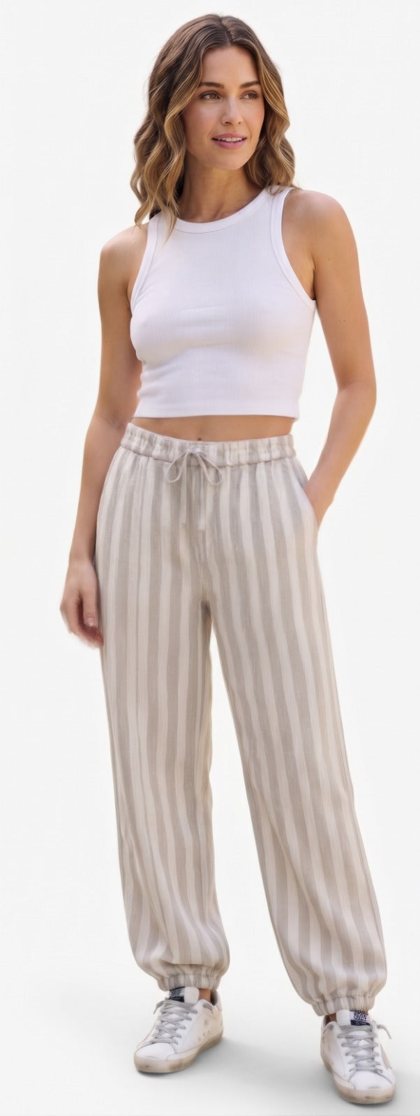 AERO GIRLS FASHION WVN PANTS EGRET