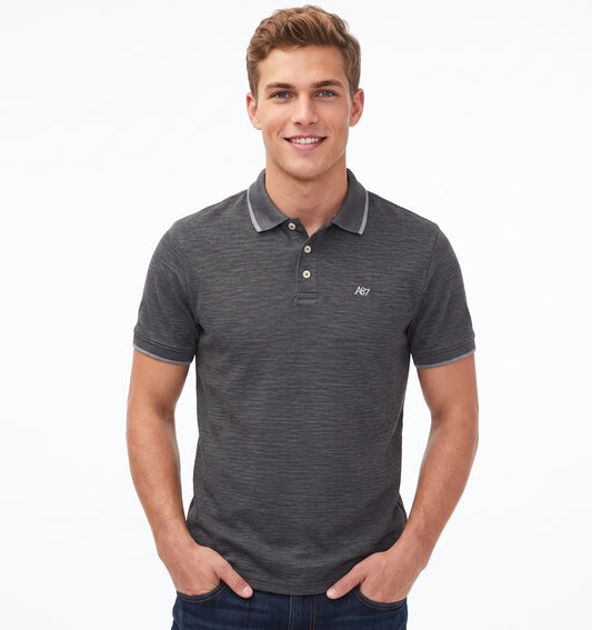 AERO GUYS SS NOVELTY POLO DARK BLACK