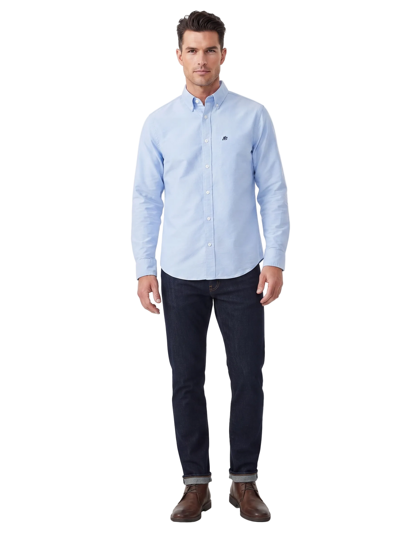 Camiseta Para Hombre Aero Guys LS Woven Shirts Celestial Blue 8835