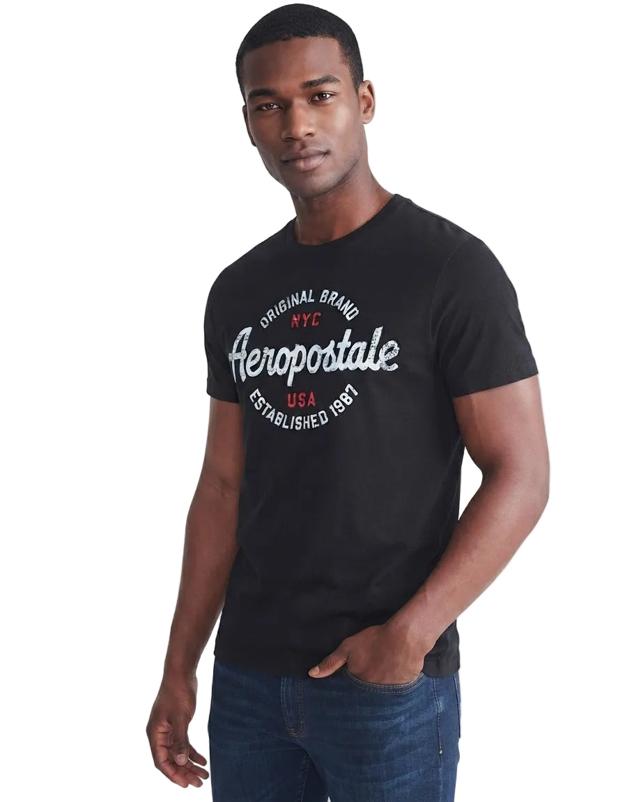 Camiseta Para Hombre Aero Level 1 Graphic Tees Dark Black 7114