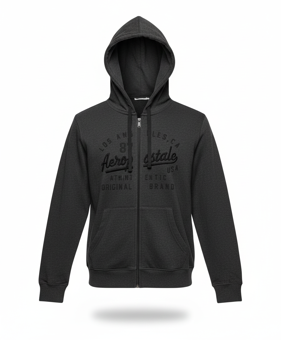 Buzo Para Hombre Aero Guys Full Zip Hoodies Charcoal Heather Grey