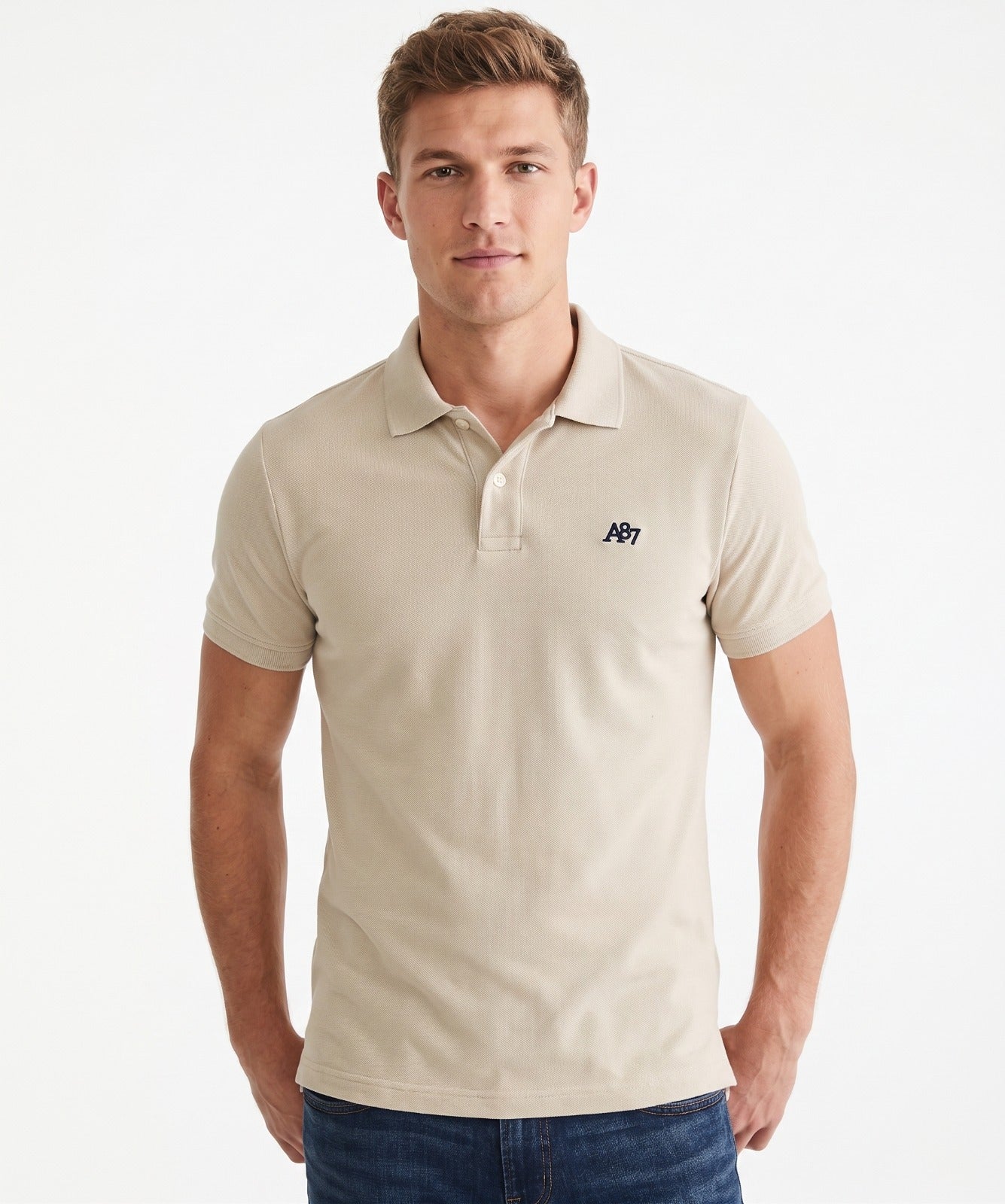 AERO GUYS SS SOLID POLO CREAM PUFF