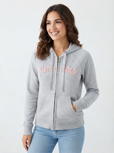 AERO GIRLS FLEECE ZIP FRONT LIGHT HEATHER GREY