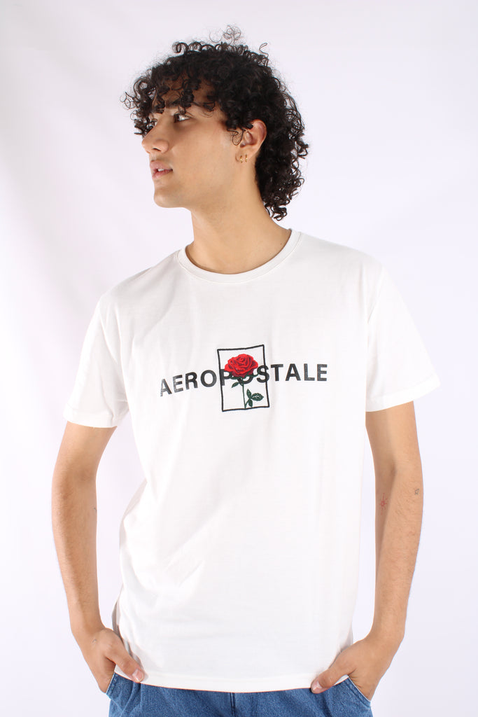 Camiseta Blanca Para Hombre Aeropostale Level 2 Graphic Tees 4944