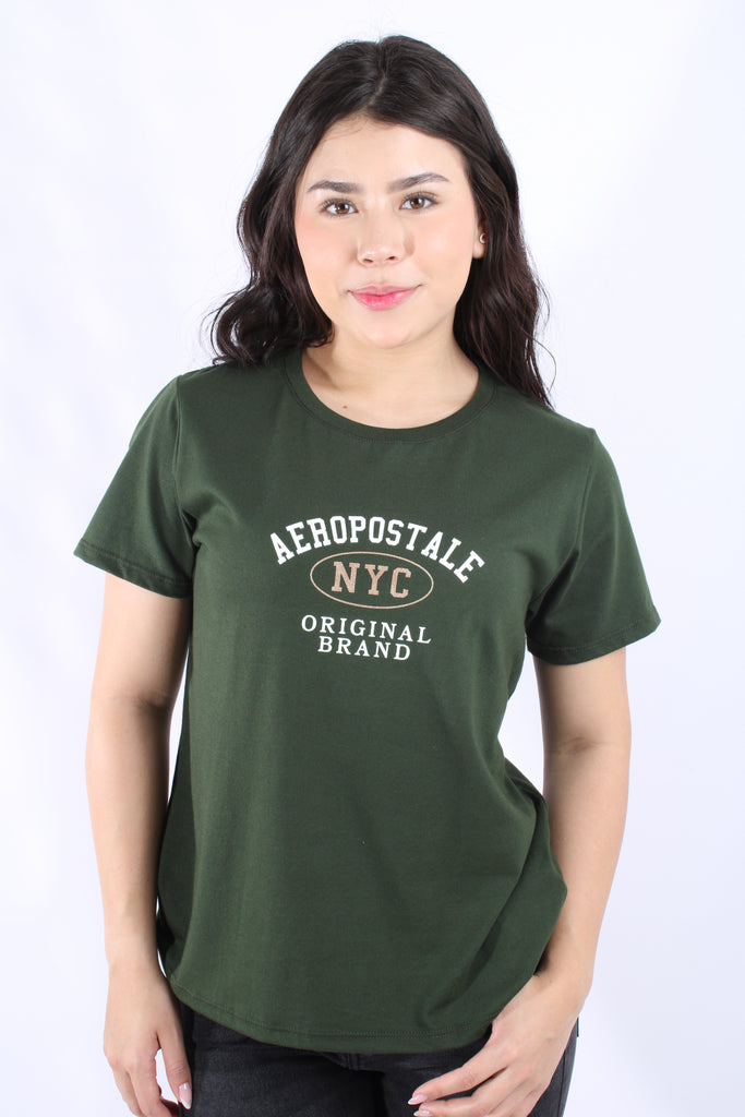 Camiseta Verde  Para Mujer Aeropostale Graphic Level 1 Greener Pastures 6865