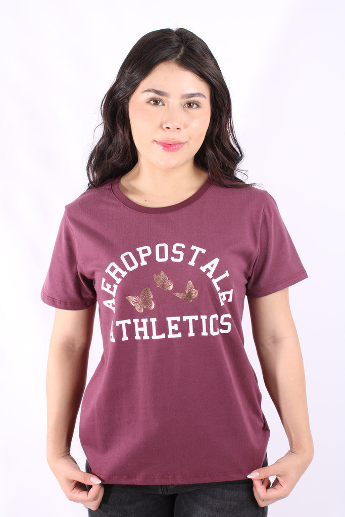 Camiseta Vinotinto Para Mujer Aeropostale Graphic Level 2 Classic Aubum 6850