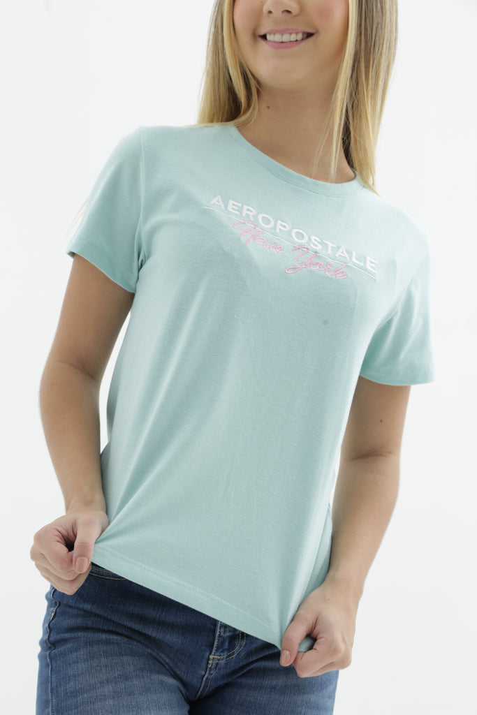 Camiseta Para Mujer Italics Pink Aero Graphic Level 2 Hedge Green