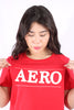 Camiseta Roja Para Mujer Aeropostale Graphic Level 2 Tango Red 6849