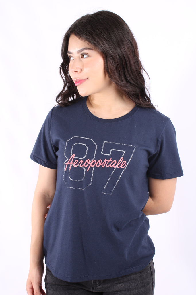 Camiseta Azul Para Mujer Aeropostale Graphic Level 2 Estate Blue 6864