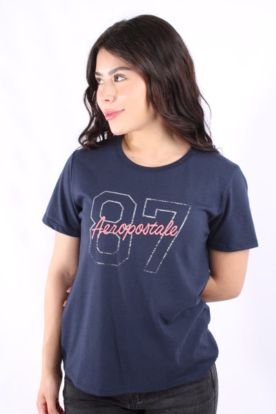 Camiseta Azul Para Mujer Aeropostale Graphic Level 2 Estate Blue 6864