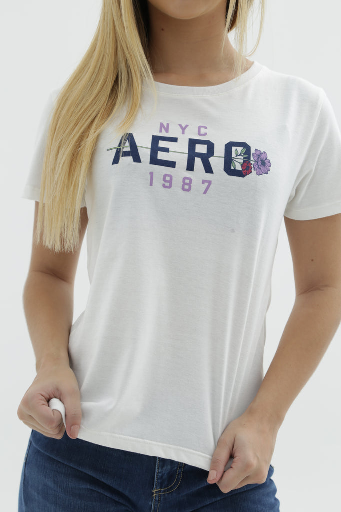 Camiseta Para Mujer Rose Side Aero Graphic Level 1 Cream