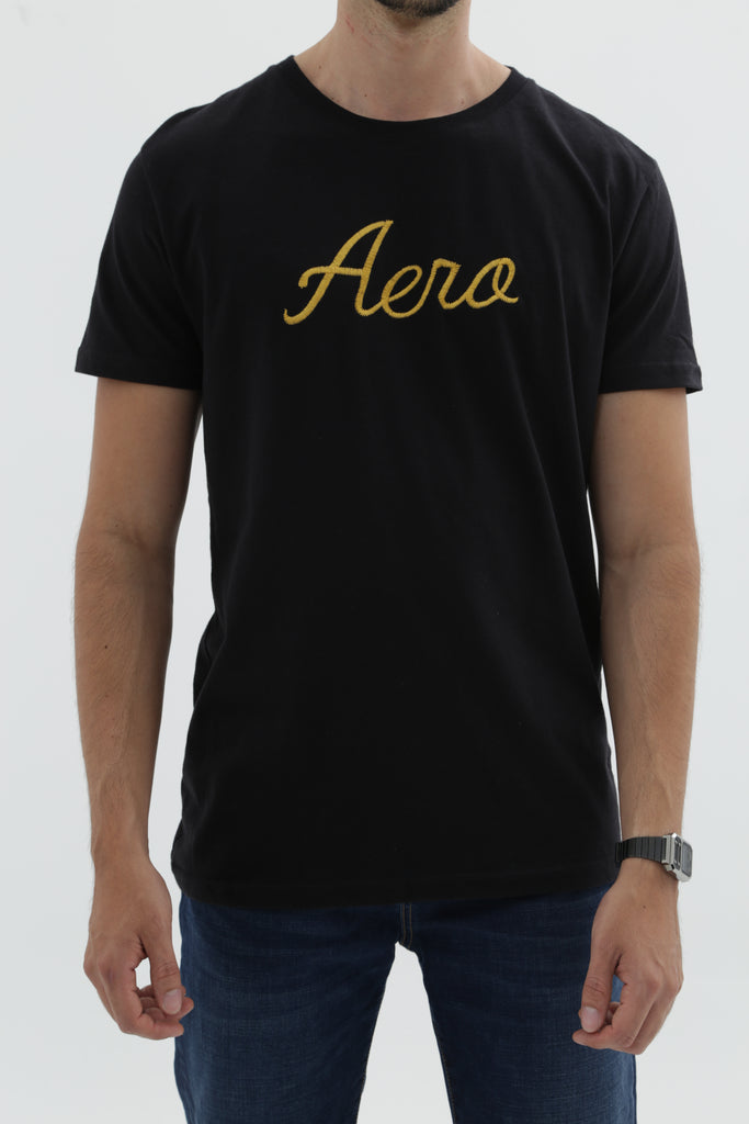 Camiseta Para Hombre Relief Yellow Aero Level 2 Graphic Tees Dark Black